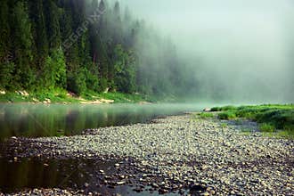 Fog on a river