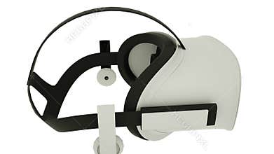 Virtual reality headset loop rotate on white background. Putting on VR headset