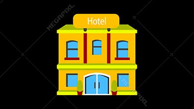 Hotel Building Animated Travel Adventure icon Line Drawing Animation Transparent Vector Motion Graphics Loop