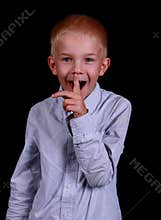 Little boy telling a secret.