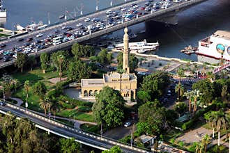 Aerial view of egypt cairo nile mosque