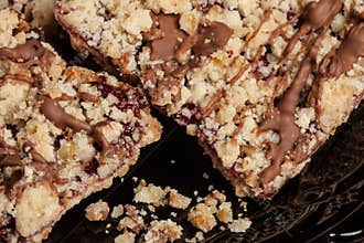 Mom`s Homemade Chocolate Raspberry Walnut Streusel Bars