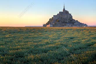 Mont Saint Michel at sunset, France
