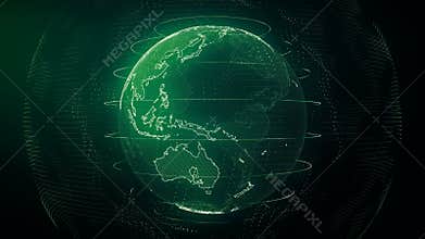 Futuristic Earth seamless loop. Data network around planet in digital age