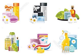 Vector health and beauty supplies icons