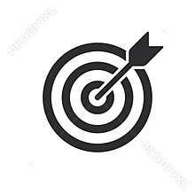 Target bullseye with arrow line art icon for apps and websites