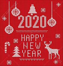 2020 knitted font, elements and borders for Christmas, 2020 New Year or winter design. Ugly sweater style. Sweater ornaments for