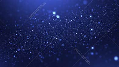 Luxury blue particle glitter abstract background for happy new year and merry christmas festive season middle light ray