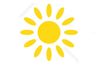 Sun icon on white background.