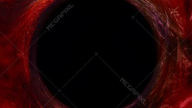 Paint swirl black hole red steam flow ink circle