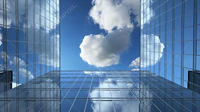 Office Buildings and a Time-Lapse Clouds, 3d Animation 4k, Ultra HD 3840x2160