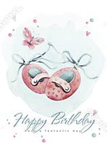 Baby shower kid watercolor girl design butterfly cartoon elements. Set of baby pink dress and baby`s bootees birthday