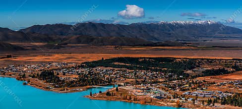 Overlooking of Town and Lake Tekapo