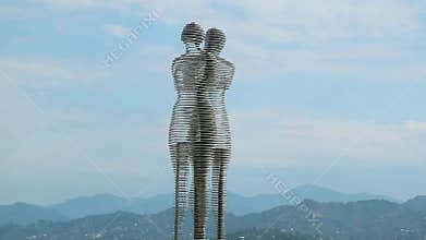 Ali and Nino, the Famous Moving and Passing Through Each Other Steel Sculpture of Lovers in Batumi, Georgia