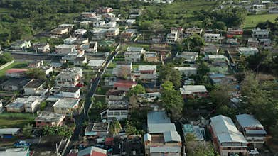 Aerial Establishing Shot of Puerto Nuevo in Coastal Puerto Rico.