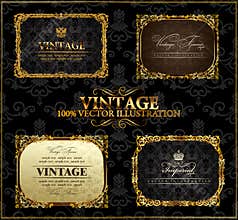 Vector vintage Gold frames decor label