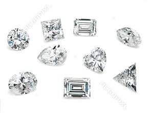 Diamond shapes on White Background - Fancy Polished Diamond Shapes