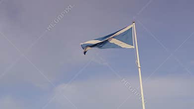 Scottish Flag Blowing In Wind, Scotland