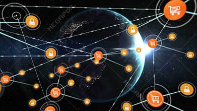 Connectors moving and digital data with digital globe