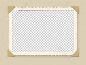 Retro photo frame. Vintage old postcard for album or picture with decoration edges vector template