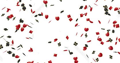 The playing cards are falling down.