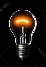 Light bulb on black background.