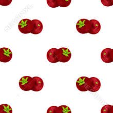 Seamless pattern of realistic watercolor illustration of tomato isolated on white background. Organic food icon. Healthy