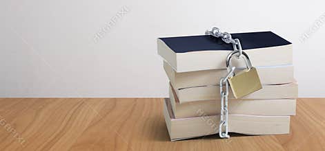 Censorship concept with books protection concept security