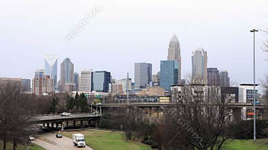 Timelapse of Charlotte, North Carolina downtown with expressway 4K