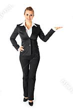 Business female presenting something on empty hand