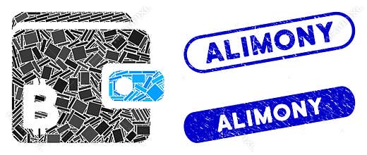 Rectangle Mosaic Bitcoin Wallet with Distress Alimony Stamps
