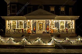 Christmas Lights on the Porch