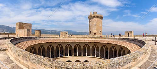 Gothic Bellver Castle Castell de Bellver near the center of Palma on the Island of Majorca,