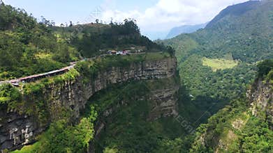 Aerial view of the Mountain Gorge and Road in The Andes
