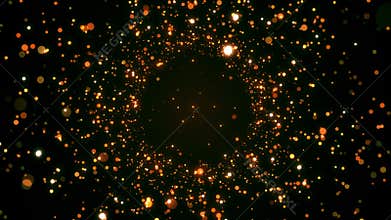 Abstract festive background with bright and shining gold particles seamless loop