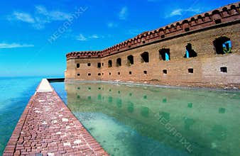 The view of green bay and the fort near Dry Tortugas, Key West, Florida, U.S.A