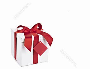 Christmas Gift Box with red tag
