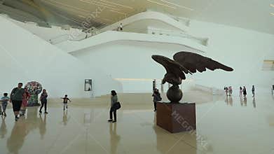 Interior of the Heydar Aliyev Center. Futuristic hall and corridors.