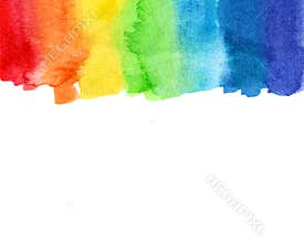 Watercolor gay pride flag on top. Raster illustration with copy space. Design template for banner, brochure, website