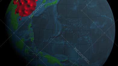 China on globe with national flag 3D animation