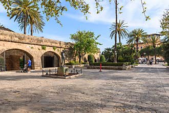 Promenade in the center of Palma de Mallorca in sunny summer day. Island of Mallorca, Balearic