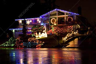House with Christmas lights