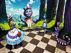 Abstraction to the Fairy Tale Alice in the Looking Glass. Alice in Wonderland.