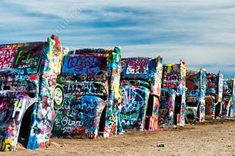 Painted Cadillacs in the desert
