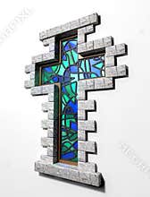 Stained Glass Crucifix Window Isolated