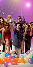 Young caucasian people partying and celebrating
