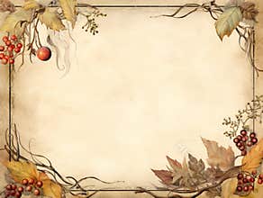 Beautiful framed page with vintage autumn theme with tree leaves