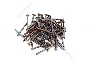 Nails on white background