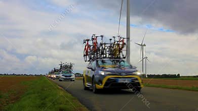 Row of Technical Vehicles - Paris-Tours 2017