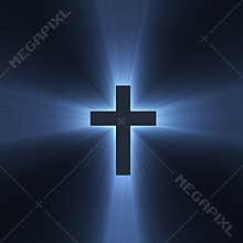 Cross sign holy blue light flare